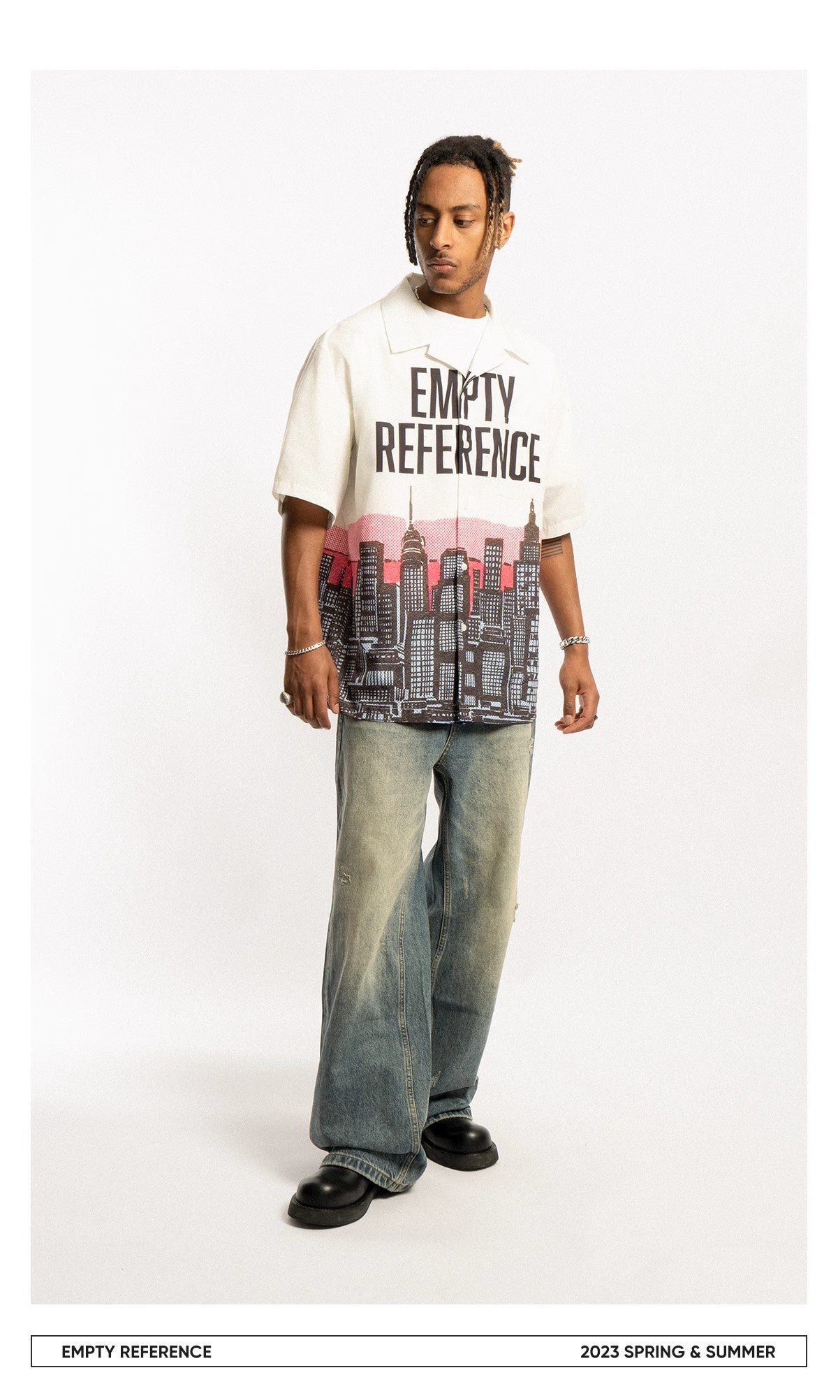 EMPTY REFERENCE City night scene themed print Shirts Unisex White