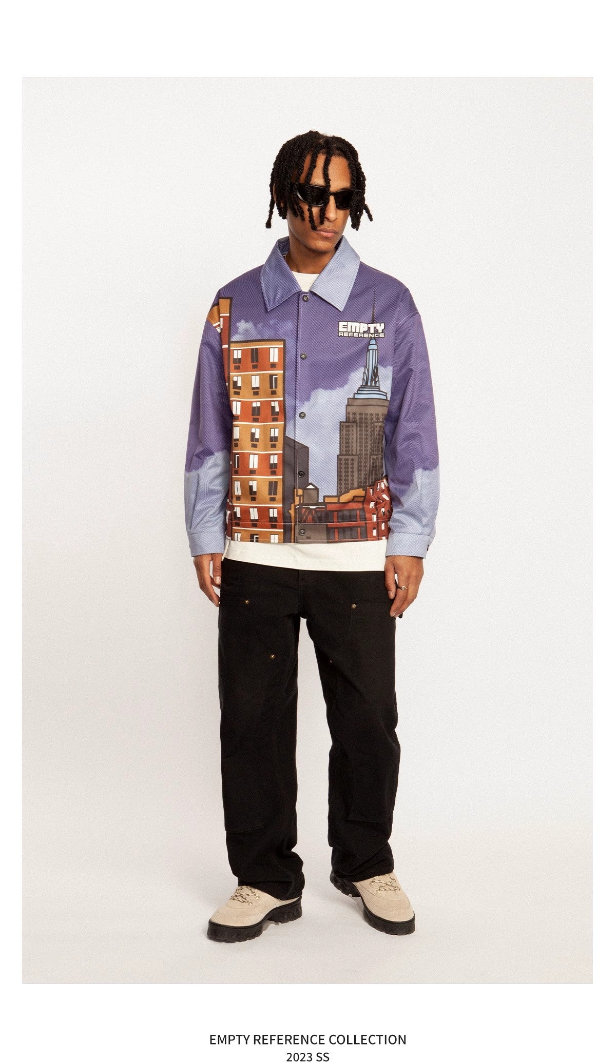 EMPTY REFERENCE Cityscape Prints Jacket Unisex Purple