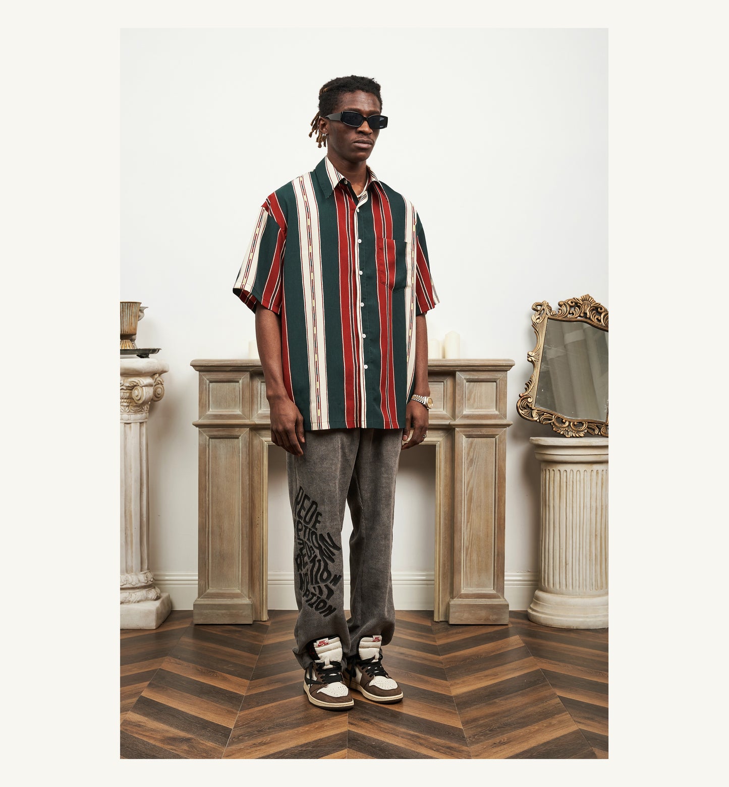 EMPTY REFERENCE Red Green Stripes Shirts Unisex