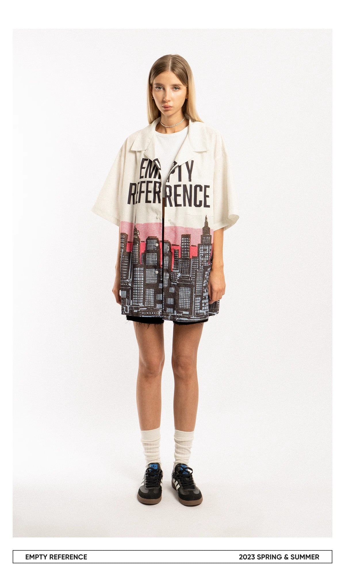 EMPTY REFERENCE City night scene themed print Shirts Unisex White