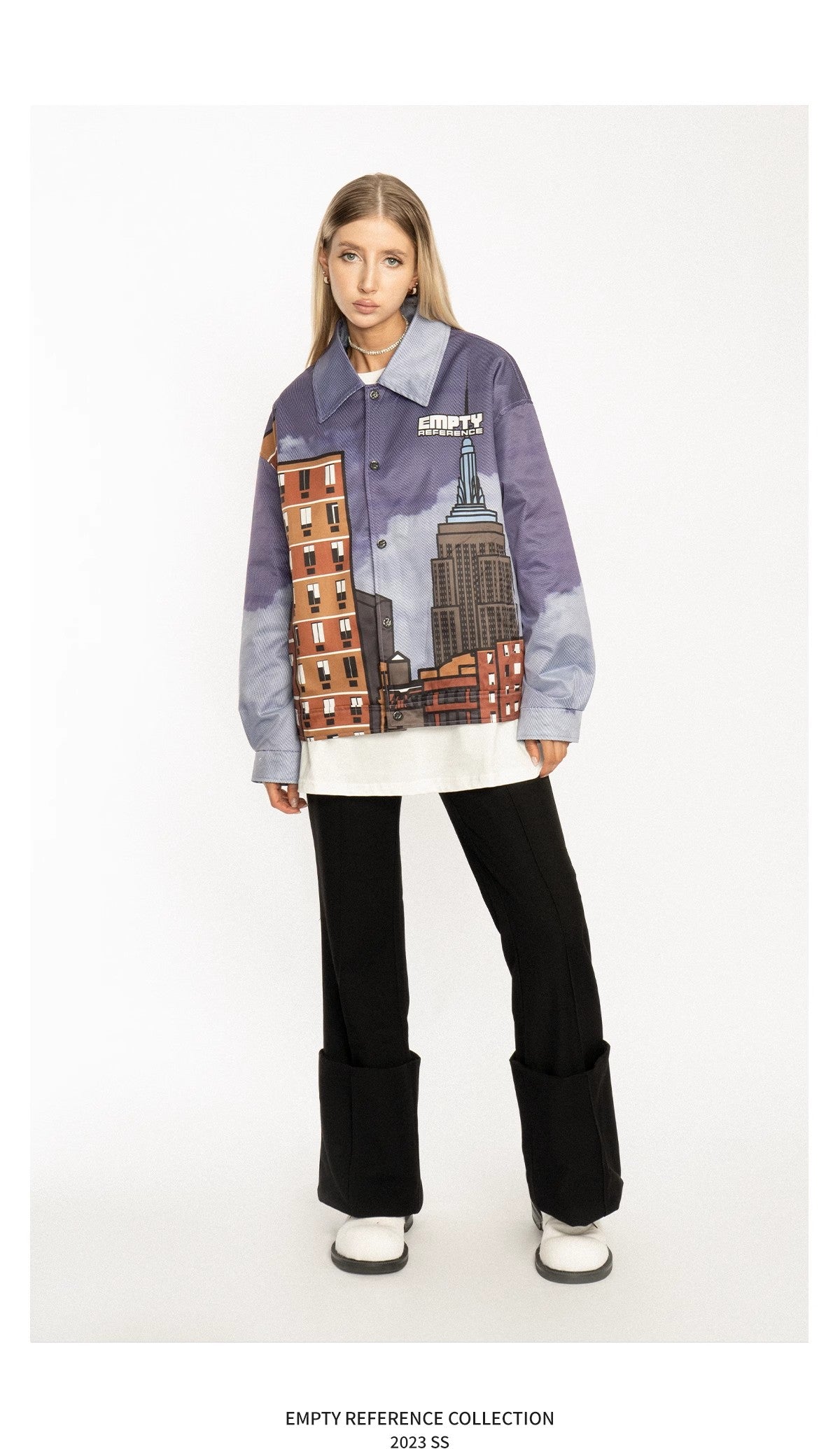 EMPTY REFERENCE Cityscape Prints Jacket Unisex Purple