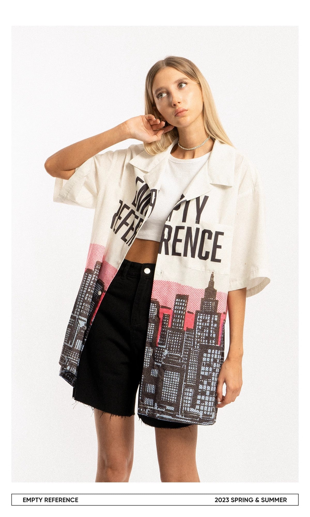 EMPTY REFERENCE City night scene themed print Shirts Unisex White