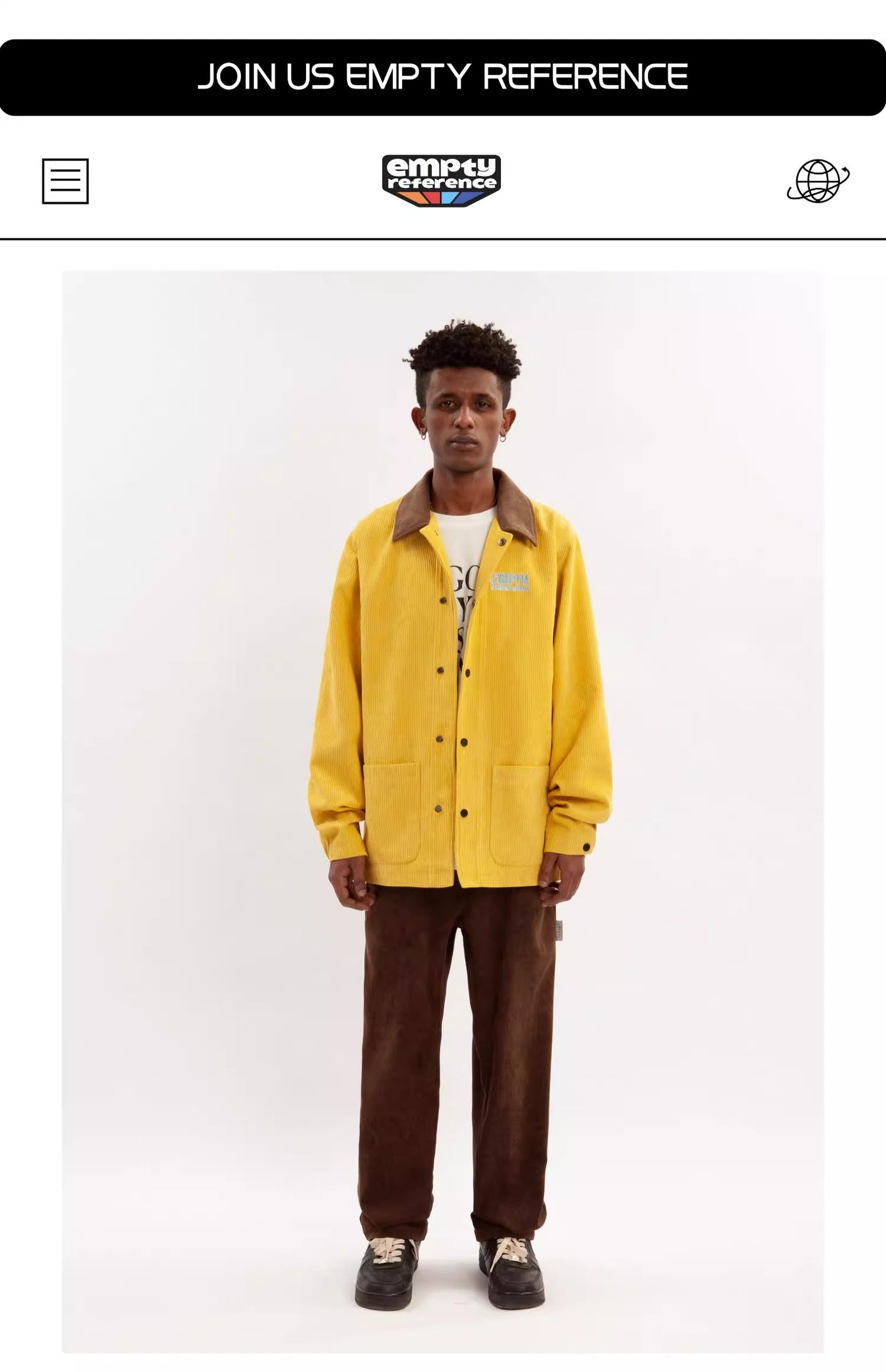 EMPTY REFERENCE Corduroy jacket with paneled collar Unisex Yellow