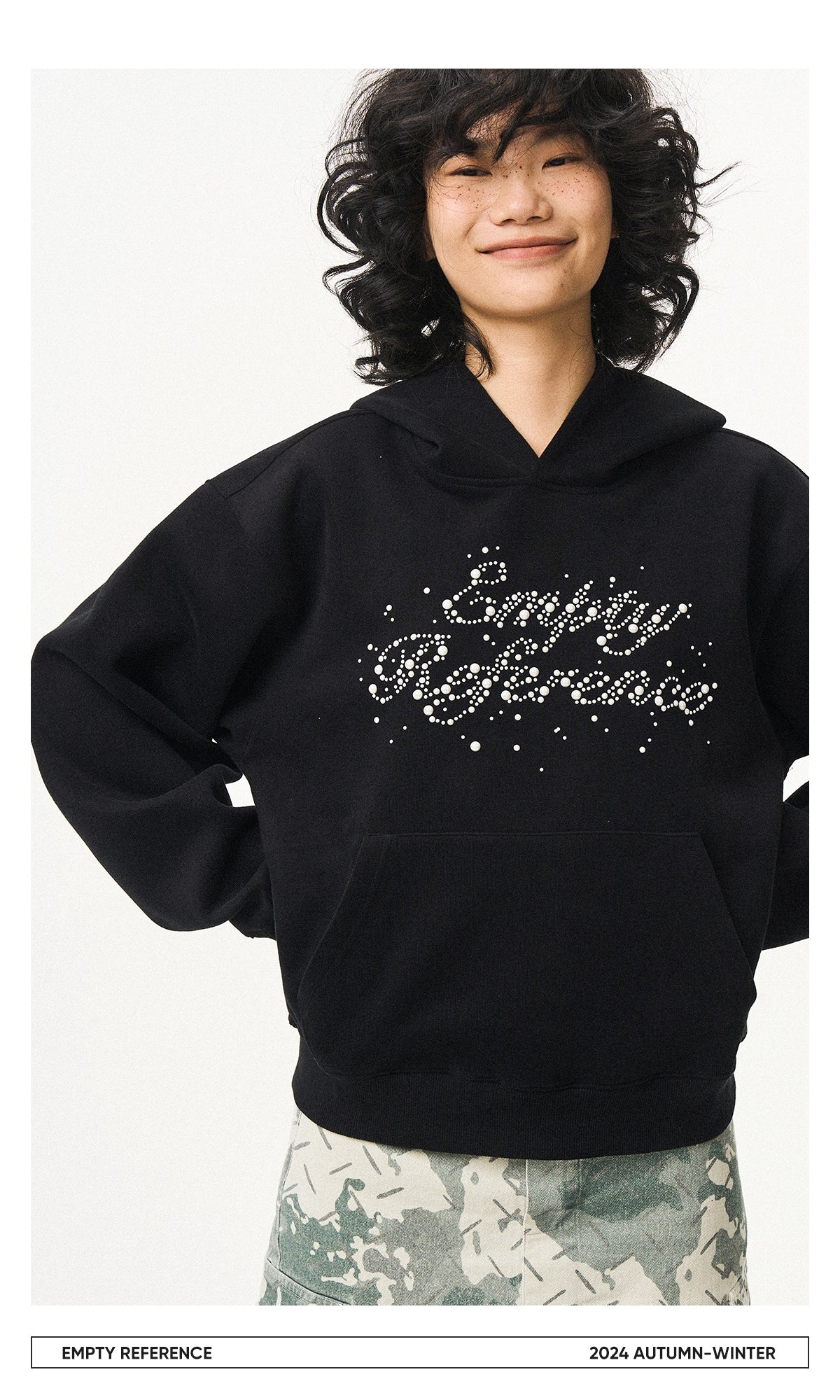 EMPTY REFERENCE Pearl hot diamond logo Sweatshirt Unisex Black