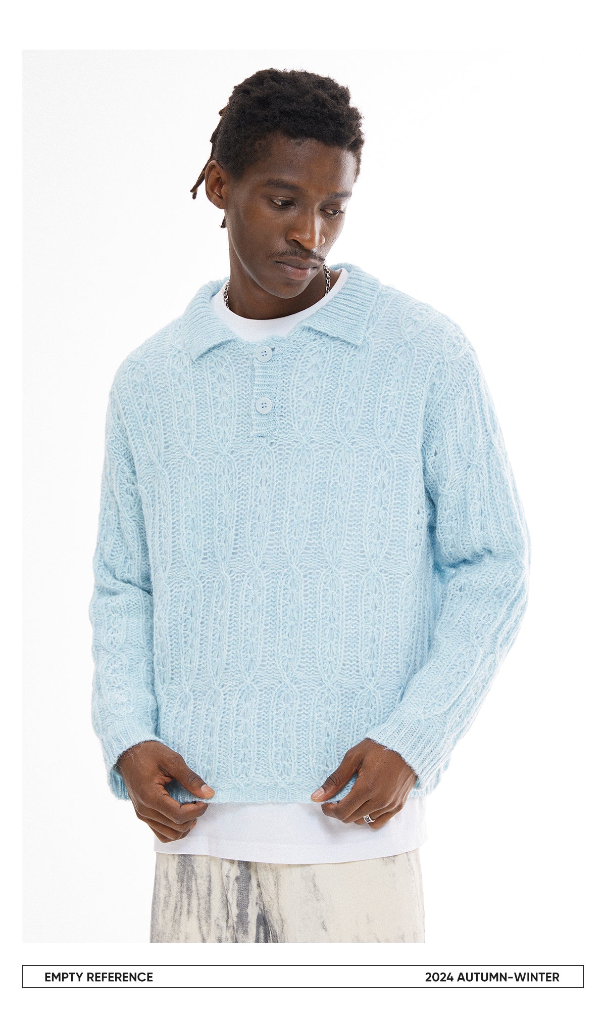 EMPTY REFERENCE Specially woven wool sweater light blue