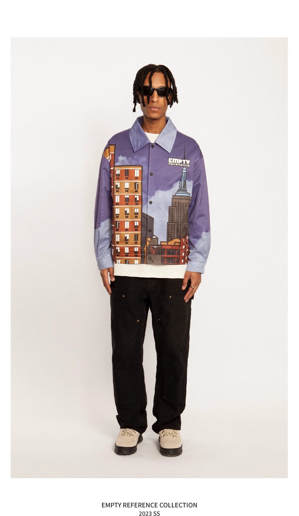 EMPTY REFERENCE Cityscape Prints Jacket Unisex Purple