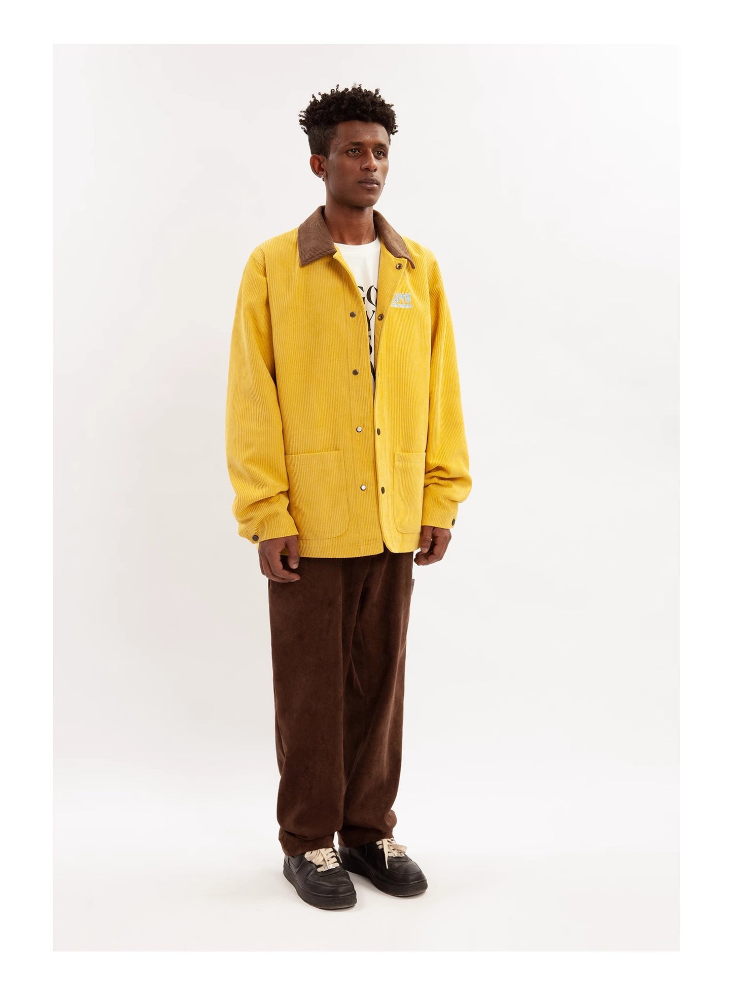 EMPTY REFERENCE Corduroy jacket with paneled collar Unisex Yellow