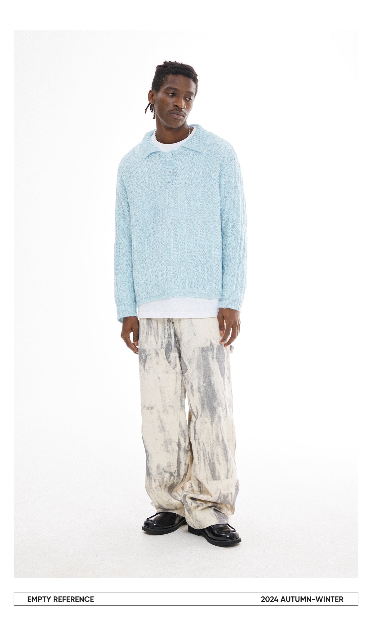 EMPTY REFERENCE Specially woven wool sweater light blue