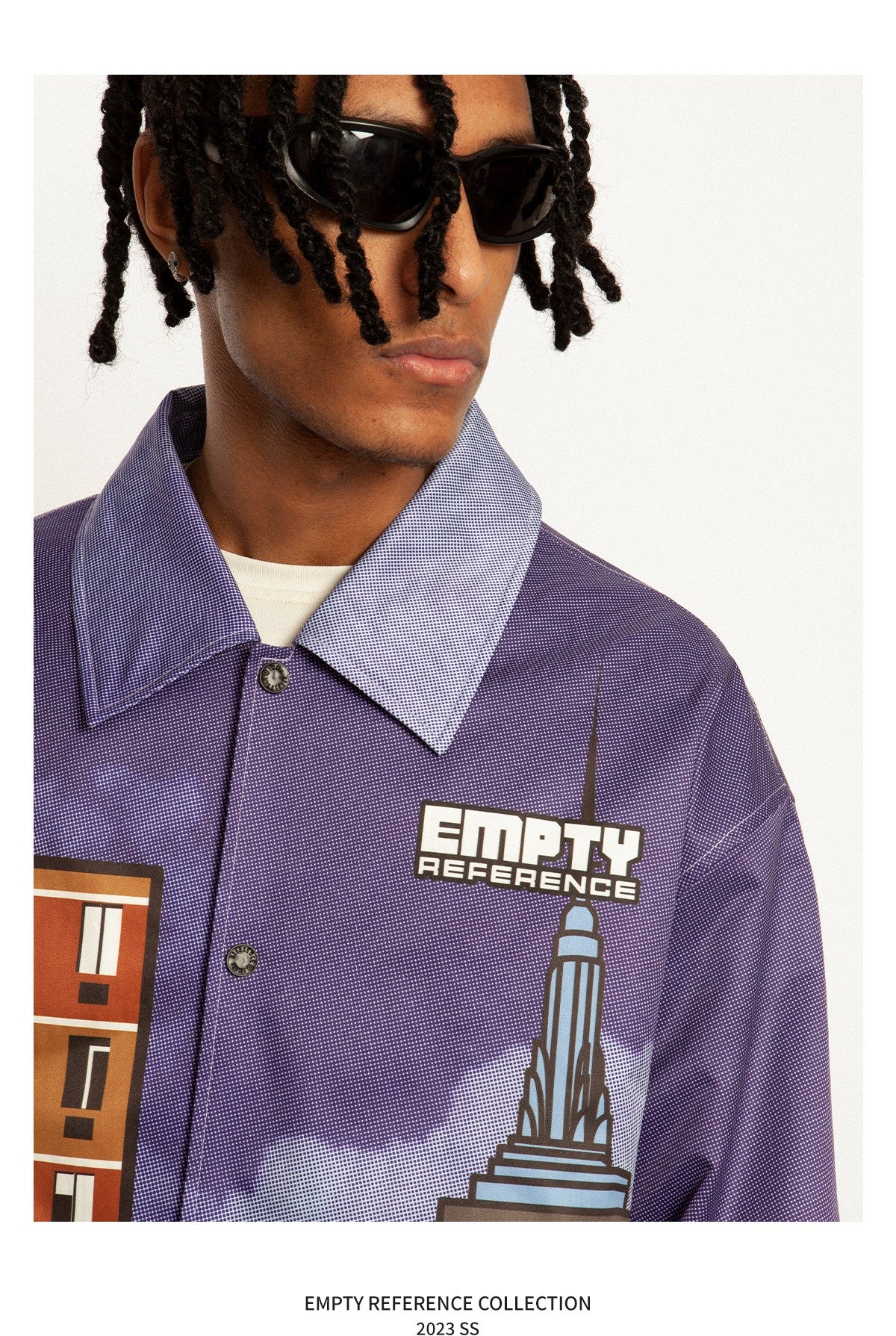 EMPTY REFERENCE Cityscape Prints Jacket Unisex Purple