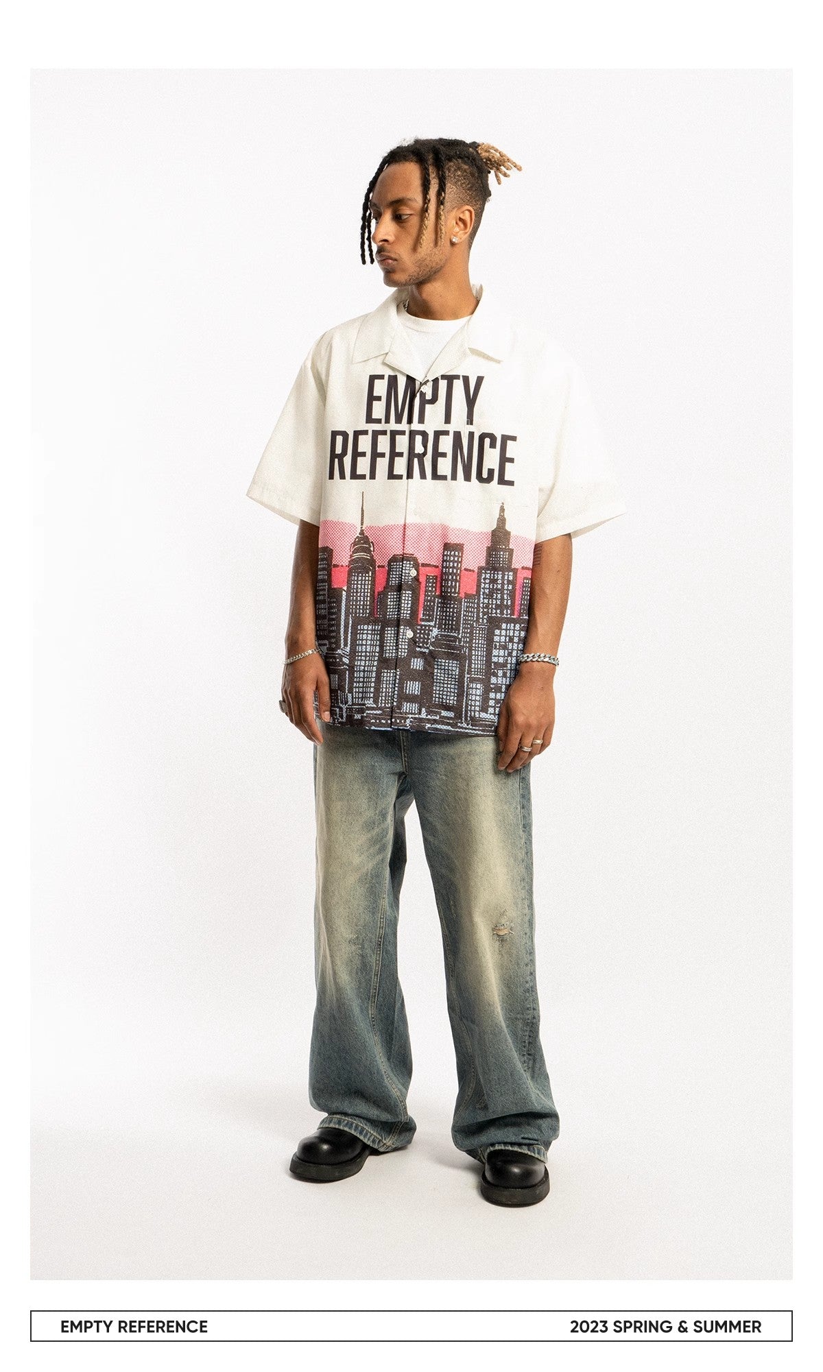 EMPTY REFERENCE City night scene themed print Shirts Unisex White