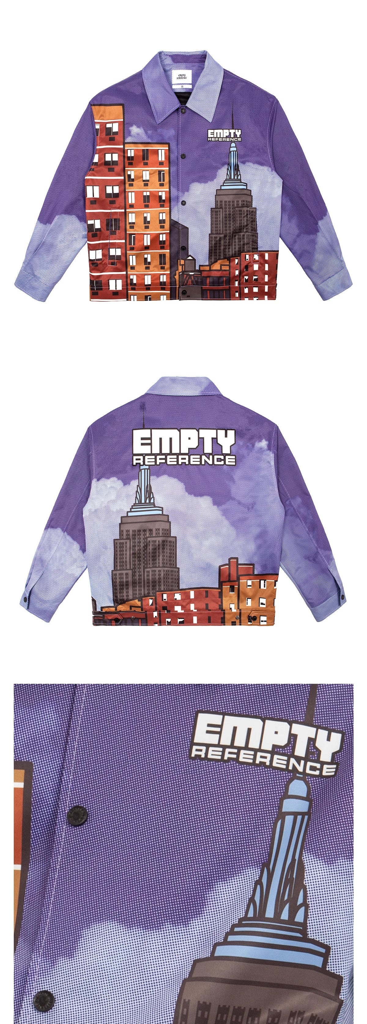 EMPTY REFERENCE Cityscape Prints Jacket Unisex Purple