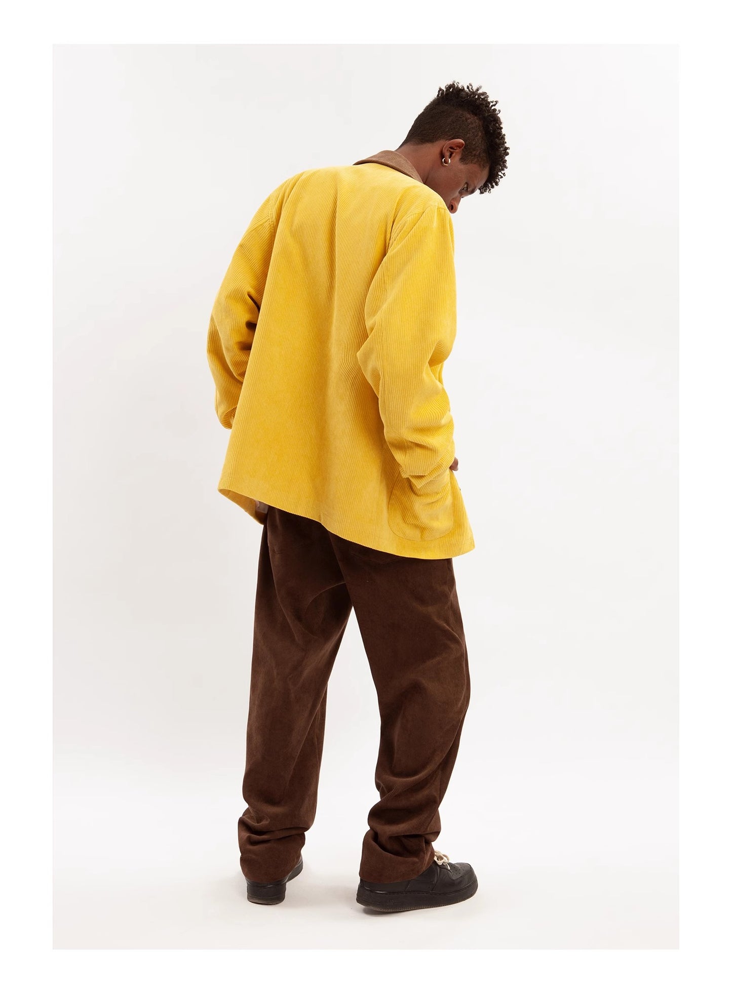 EMPTY REFERENCE Corduroy jacket with paneled collar Unisex Yellow