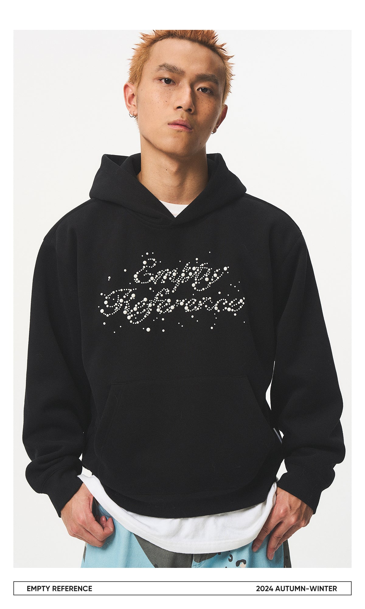 EMPTY REFERENCE Pearl hot diamond logo Sweatshirt Unisex Black