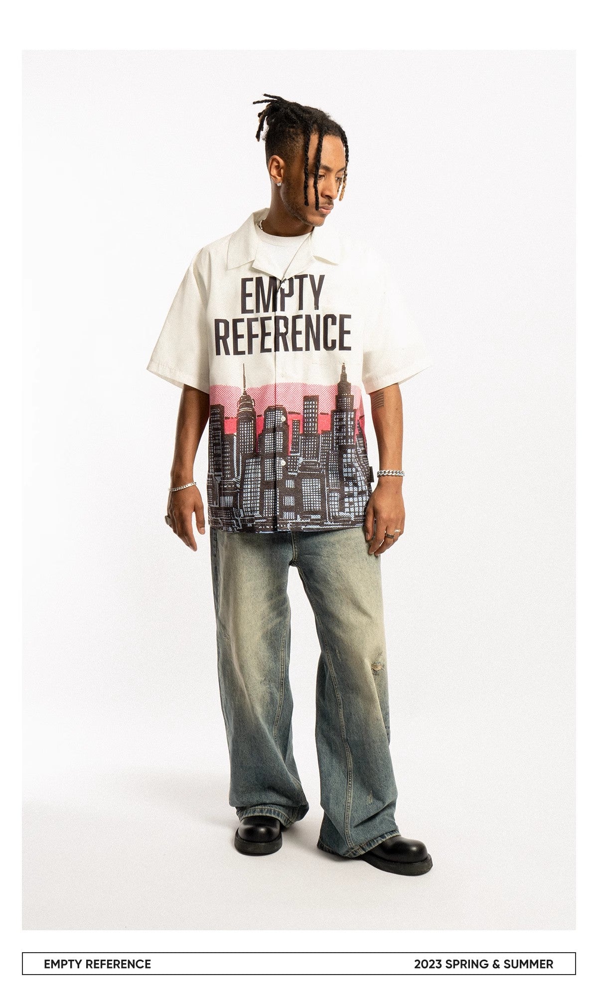 EMPTY REFERENCE City night scene themed print Shirts Unisex White