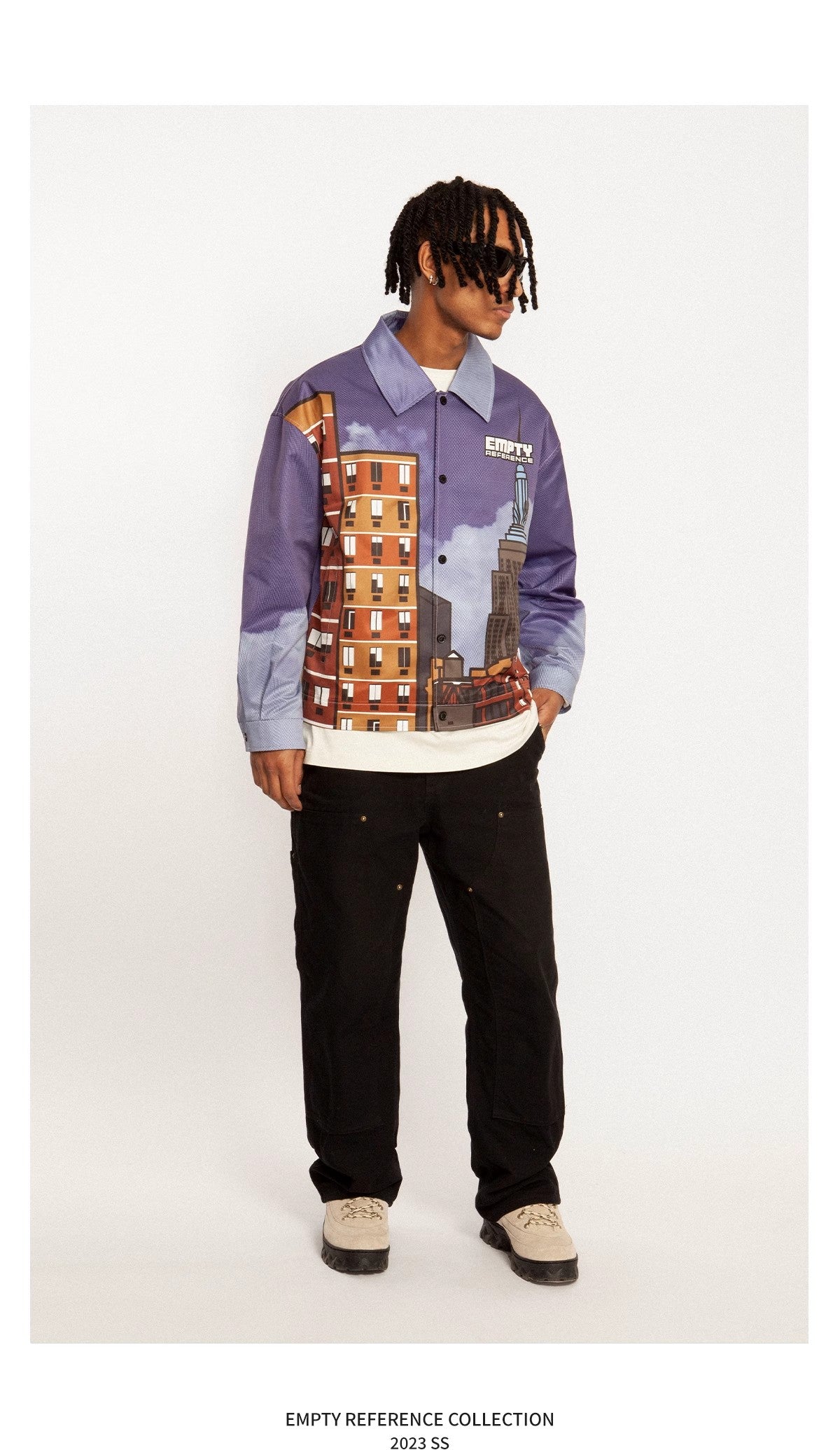 EMPTY REFERENCE Cityscape Prints Jacket Unisex Purple