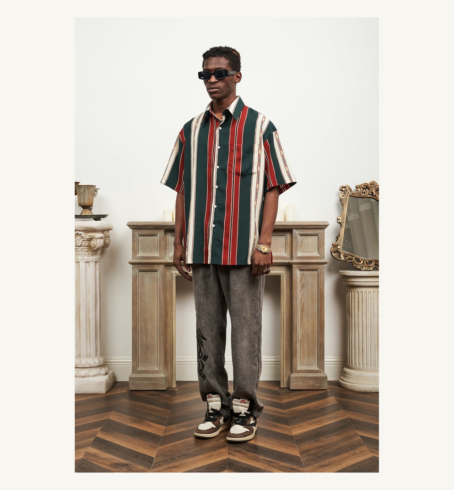 EMPTY REFERENCE Red Green Stripes Shirts Unisex