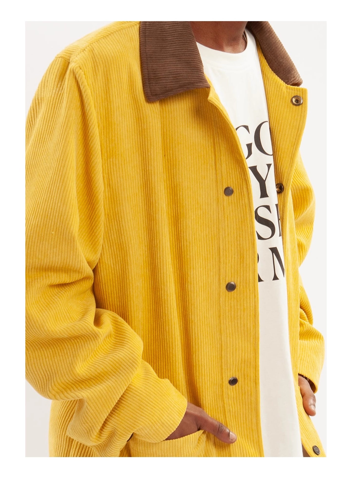 EMPTY REFERENCE Corduroy jacket with paneled collar Unisex Yellow