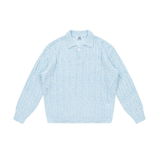 EMPTY REFERENCE Specially woven wool sweater light blue