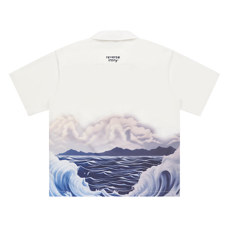 REVERSE IRONY Poseidon Print Shirts Unisex White