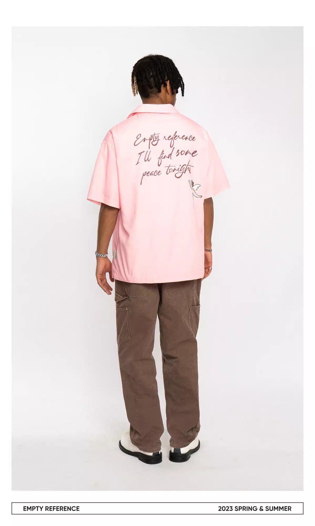 EMPTY REFERENCE angles print short sleeve shirts Unisex Pink