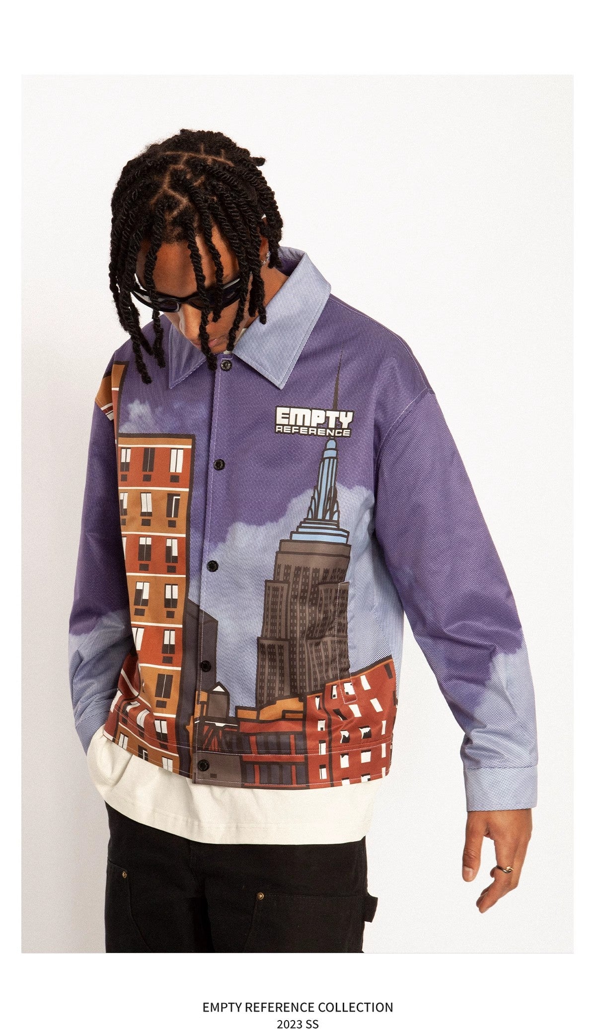 EMPTY REFERENCE Cityscape Prints Jacket Unisex Purple