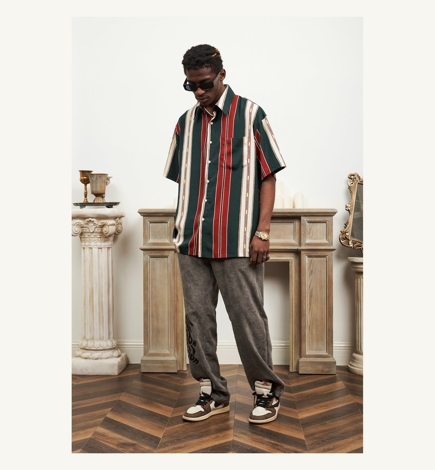 EMPTY REFERENCE Red Green Stripes Shirts Unisex