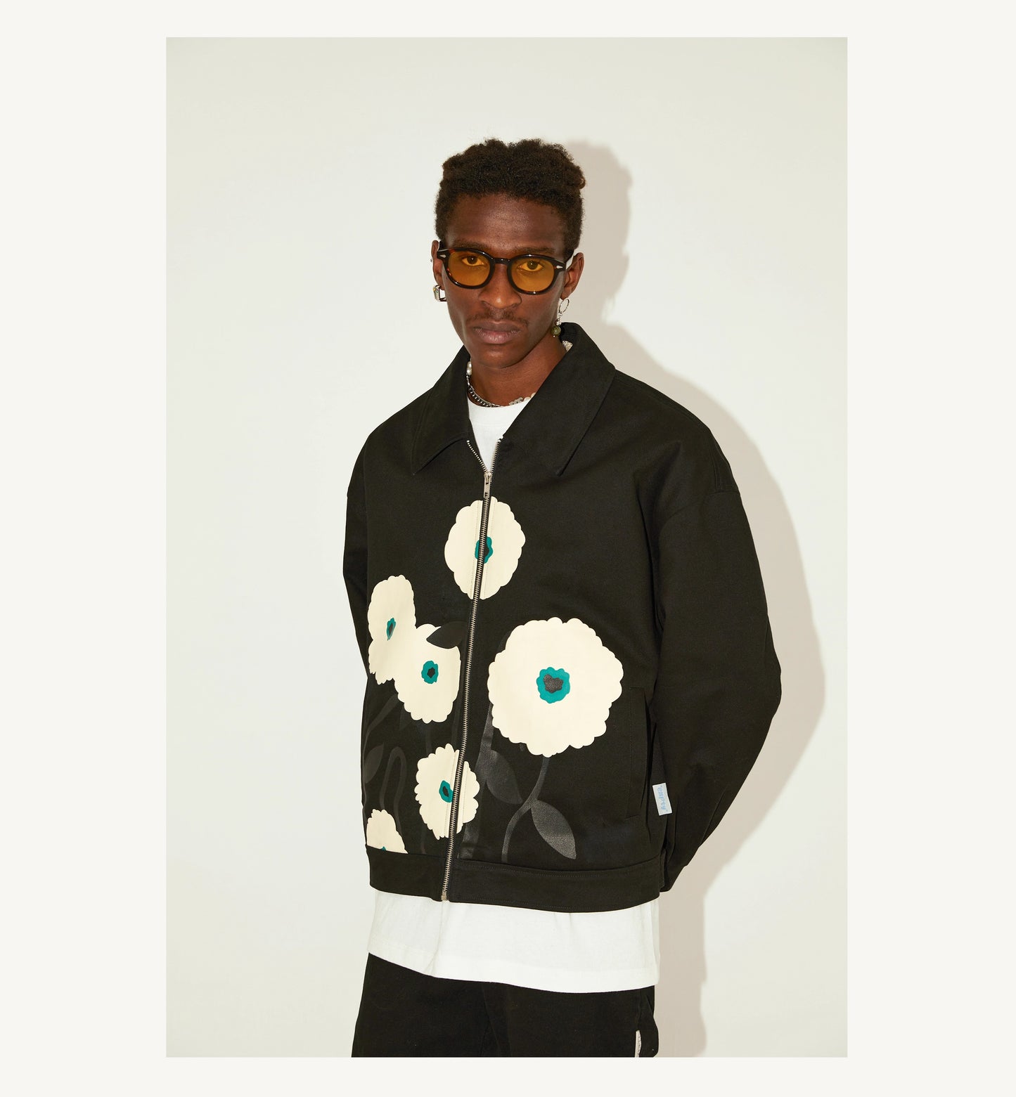 EMPTY REFERENCE Flower print jacket Unisex Black