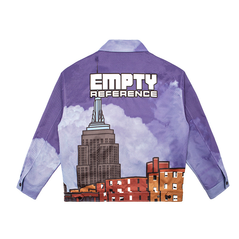 EMPTY REFERENCE Cityscape Prints Jacket Unisex Purple