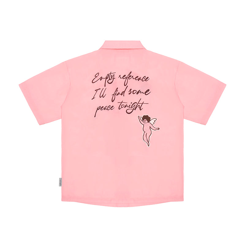 EMPTY REFERENCE angles print short sleeve shirts Unisex Pink