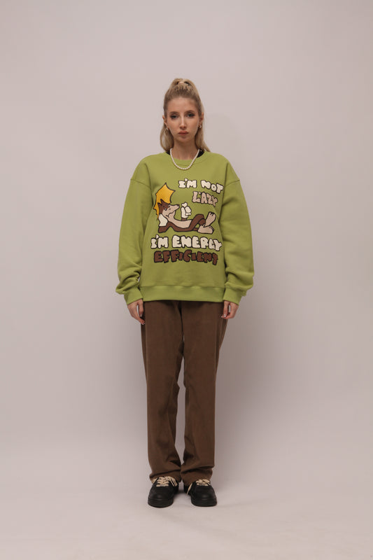 Lazy Dog Graphic Letter Print Sweatshirts for Women Men Oversized Streetwear Hoodies Green