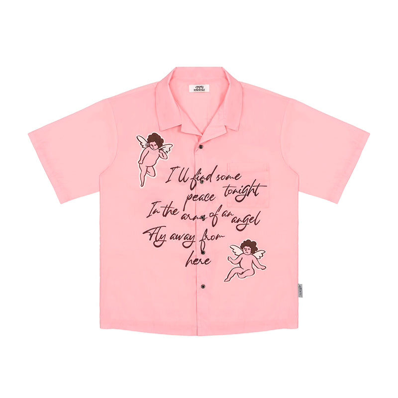 EMPTY REFERENCE angles print short sleeve shirts Unisex Pink