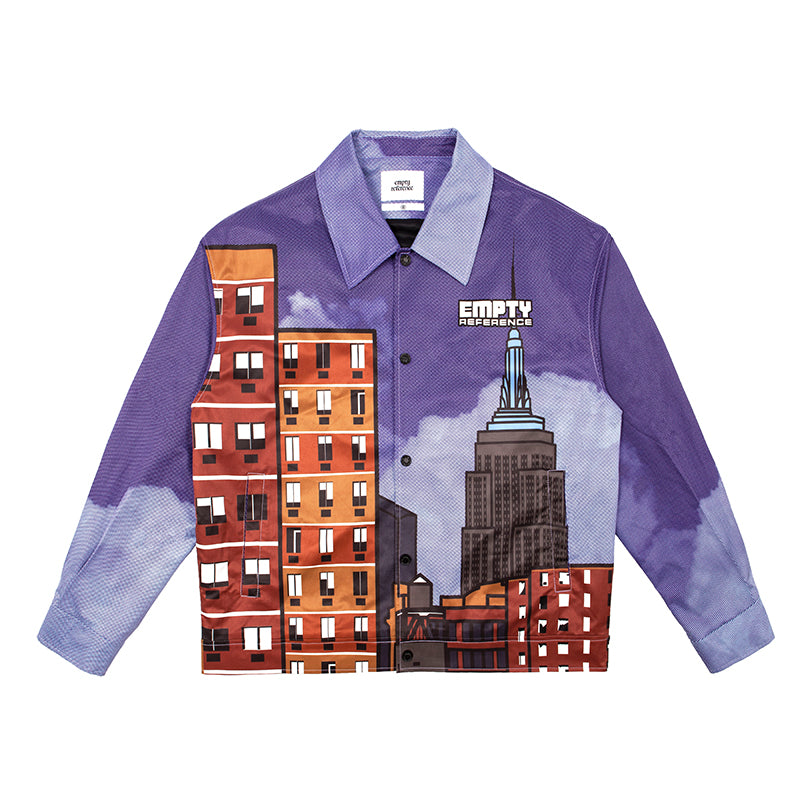 EMPTY REFERENCE Cityscape Prints Jacket Unisex Purple