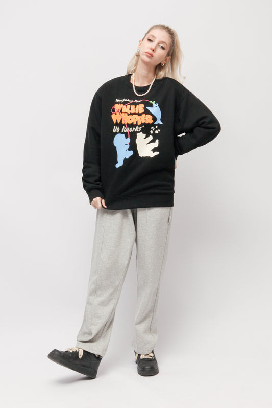 Arctic Ice Fishing Graphic Print Sweatshirts for Women Men Oversized Streetwear Hoodies Black