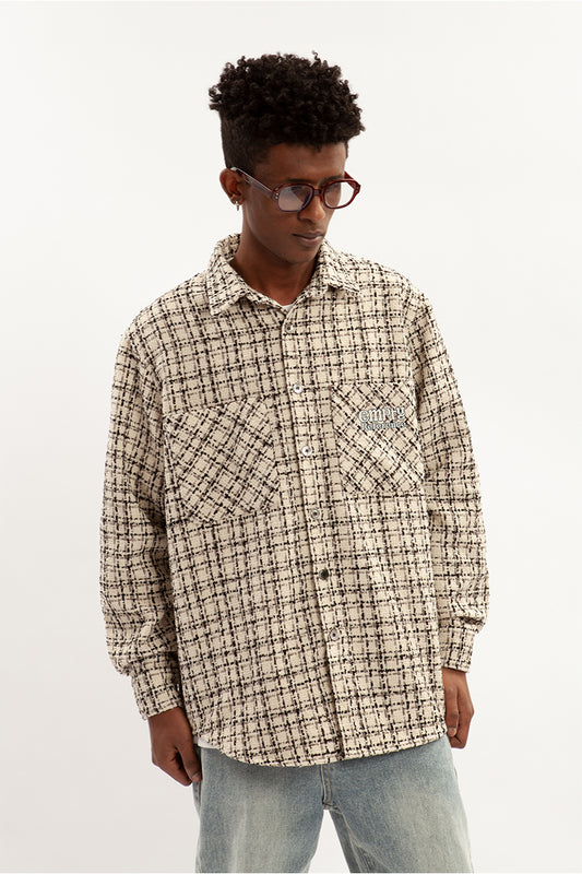 Checkered long-sleeved shirt